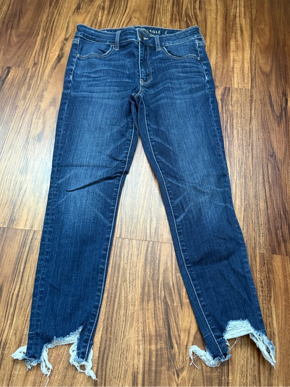 American Eagle Outfitters Dark Indigo Raw Hem Skinny Jeans